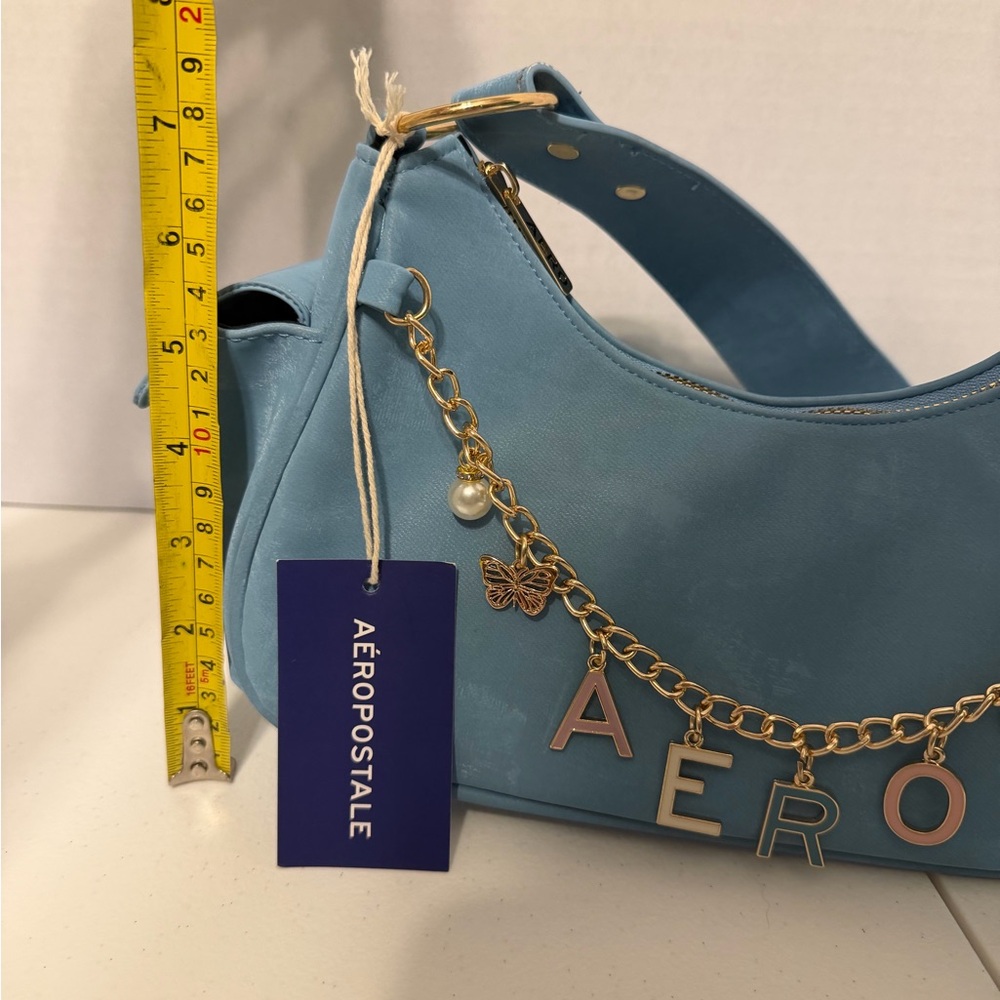 Aeropostale Light Blue Shoulder Bag with Gold Accents - Picture 9 of 9